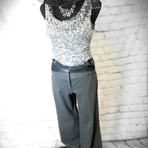 🩶 SPARKLING TANK, & BLACK FAX LRATHER TIE-BELT